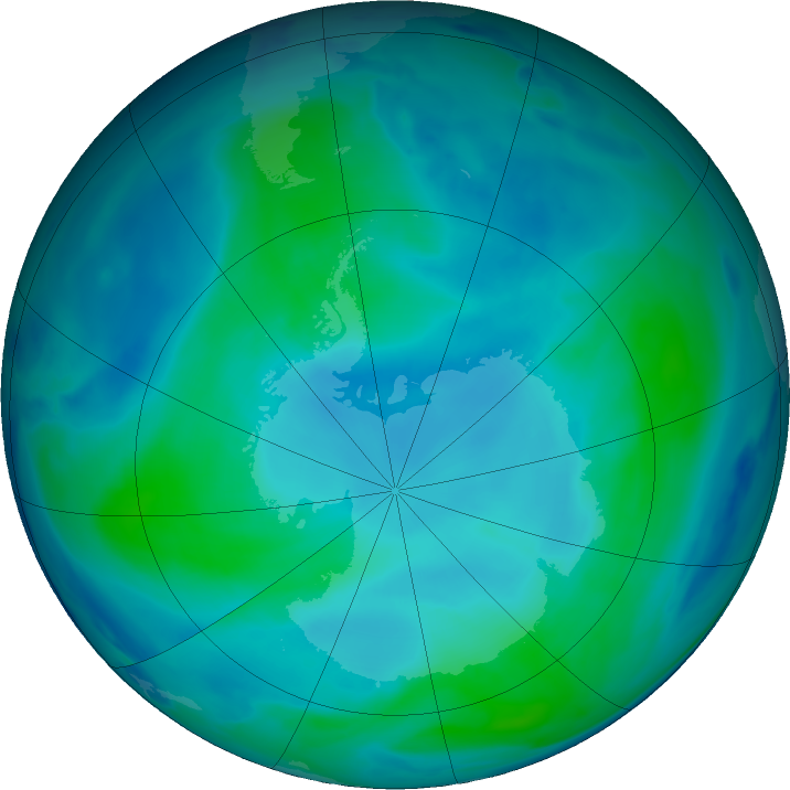 Antarctic ozone map for 13 February 2023